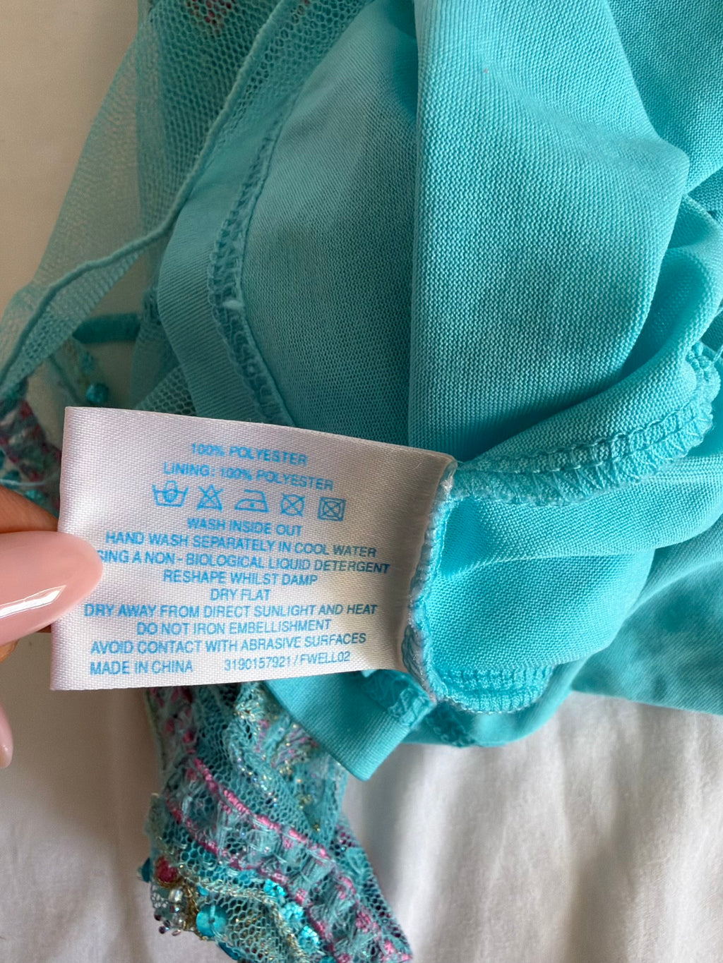 Vintage Y2K Teal Turquoise Mesh Cami Overlay with Embroidery Beads and Sequins
