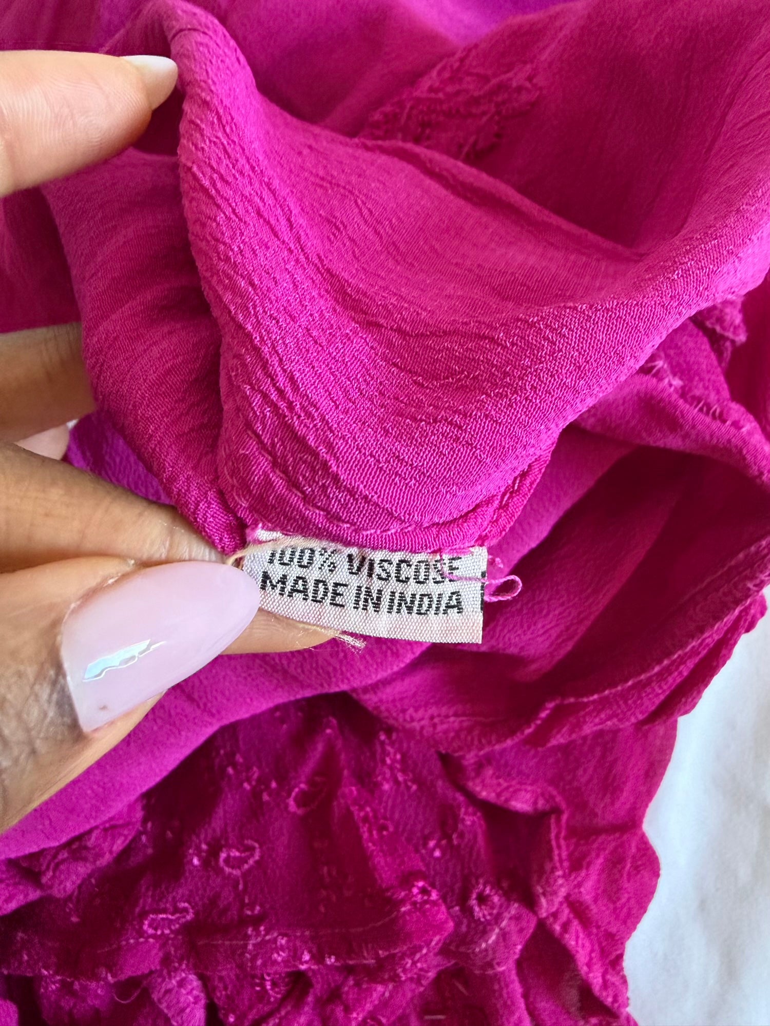 Vintage Y2K cerise maxi skirt with embroidered mermaid hem with beads