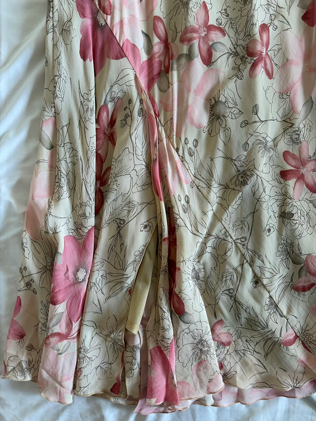 Vintage 1990s Floaty Floral Skirt with Rose Pink Detailing (Berkertex)