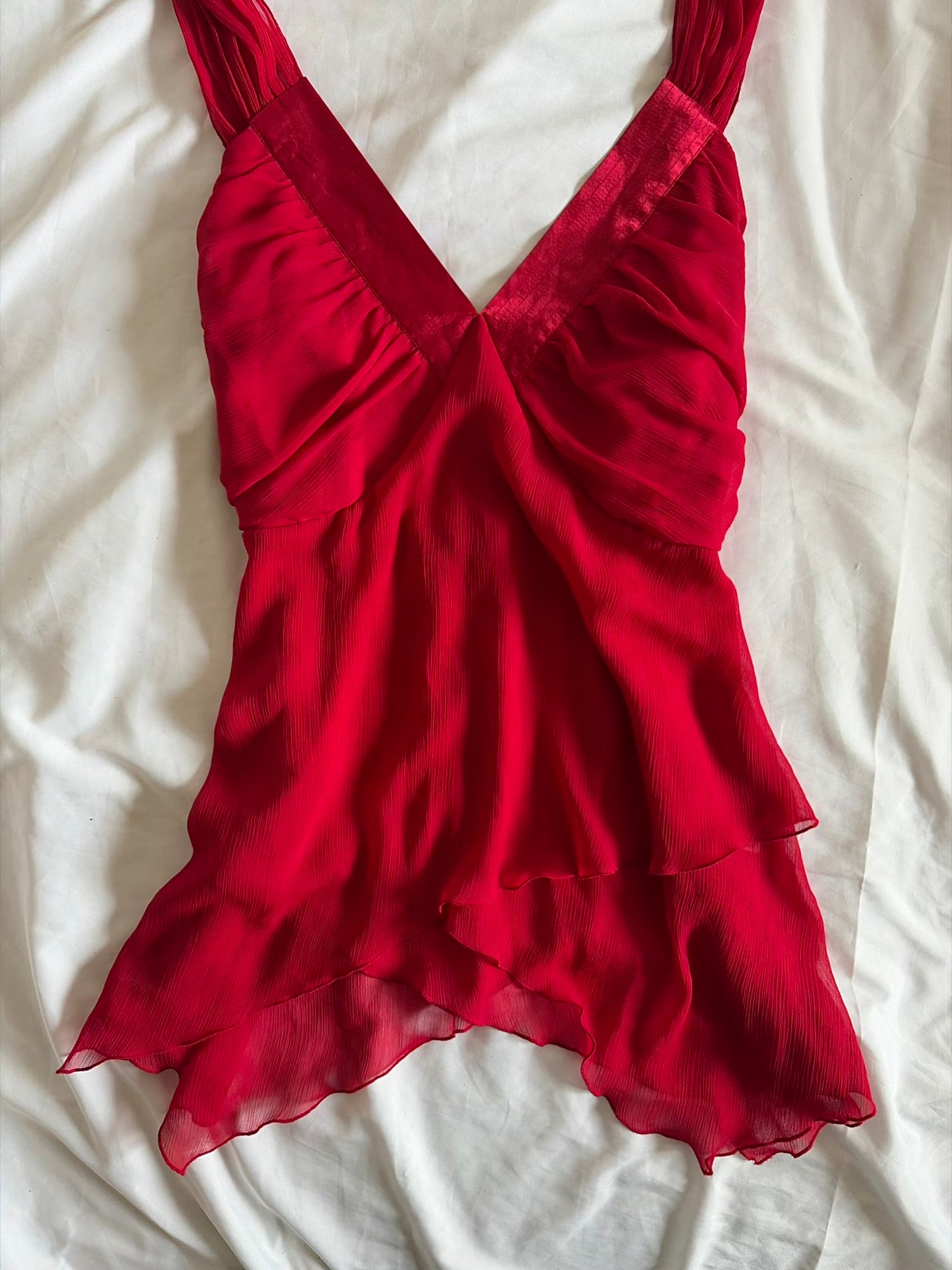 Vintage Y2K Red Handkerchief Hem Fairy Cami