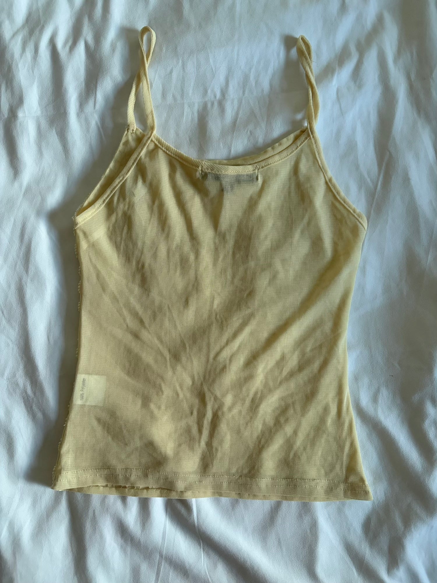 Vintage Y2K cream micromesh cami heavily beaded and sequin