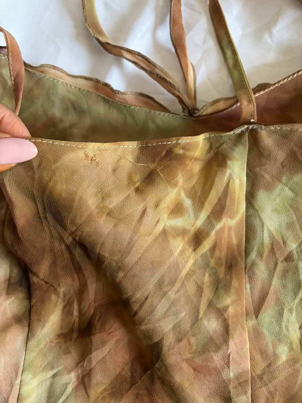 Vintage 1990s Tie Dye Asymmetrical Ruffle Hem Forest Fairy Maxi Dress