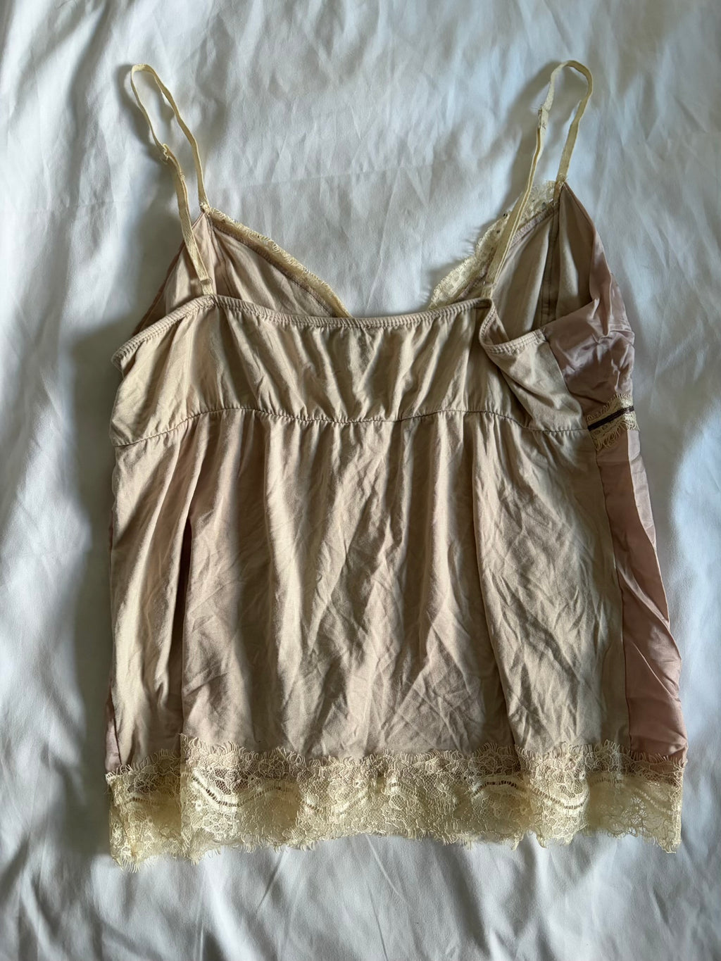 Vintage Y2K romantic fairy cami with lace, ribbon and diamontes and polka dot details
