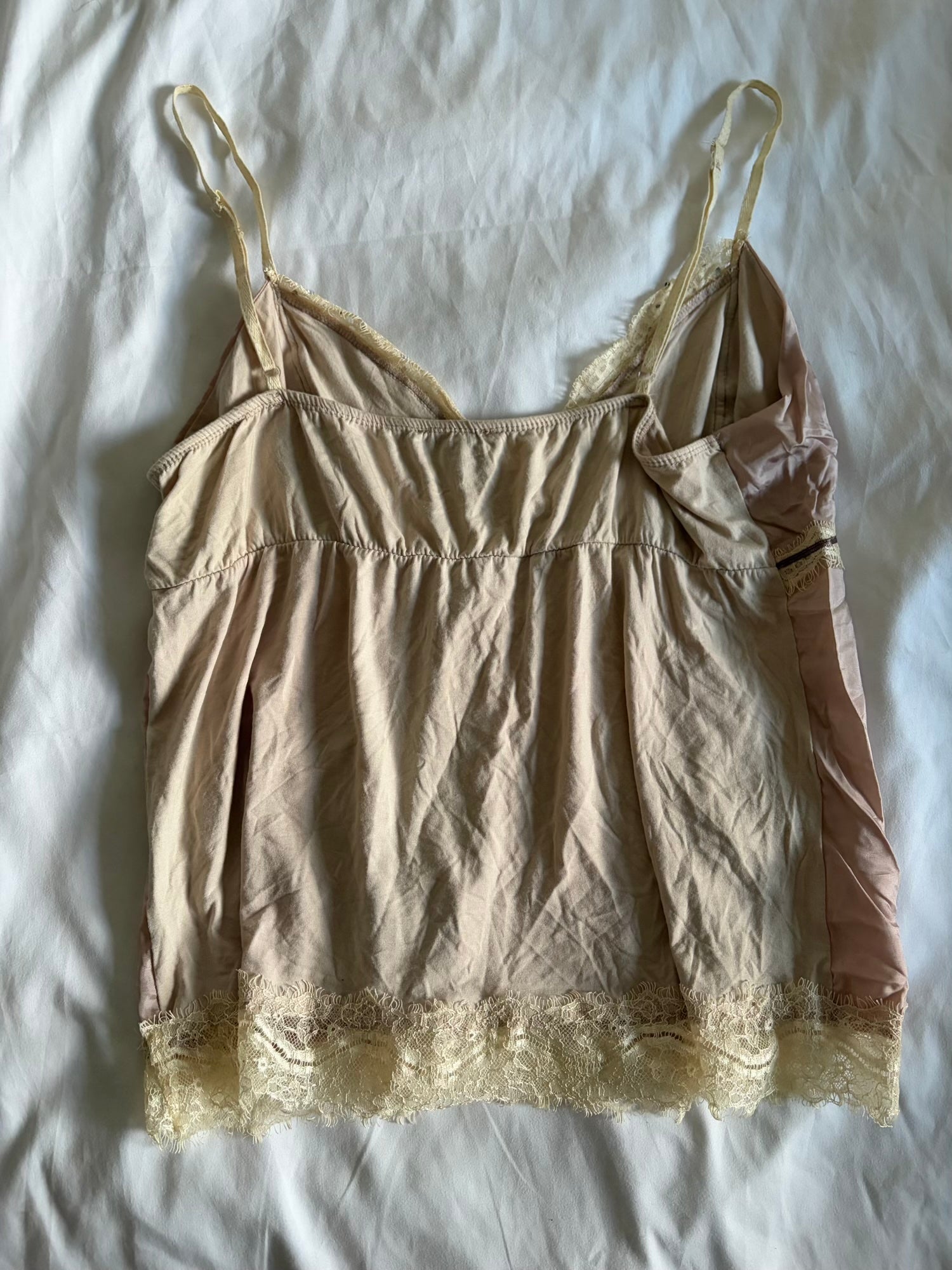 Vintage Y2K romantic fairy cami with lace, ribbon and diamontes and polka dot details