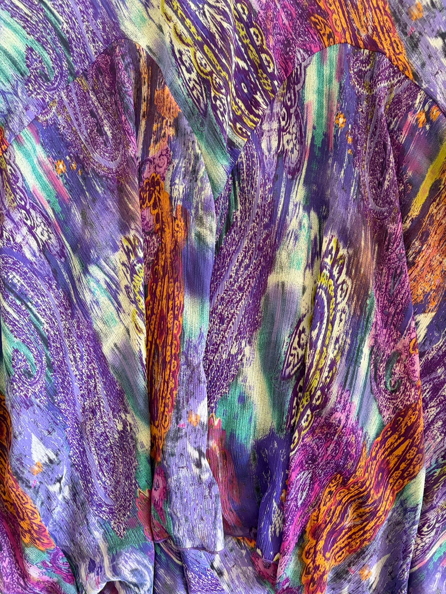 Vintage 1990s Purple Paisley Mermaid Hem Skirt