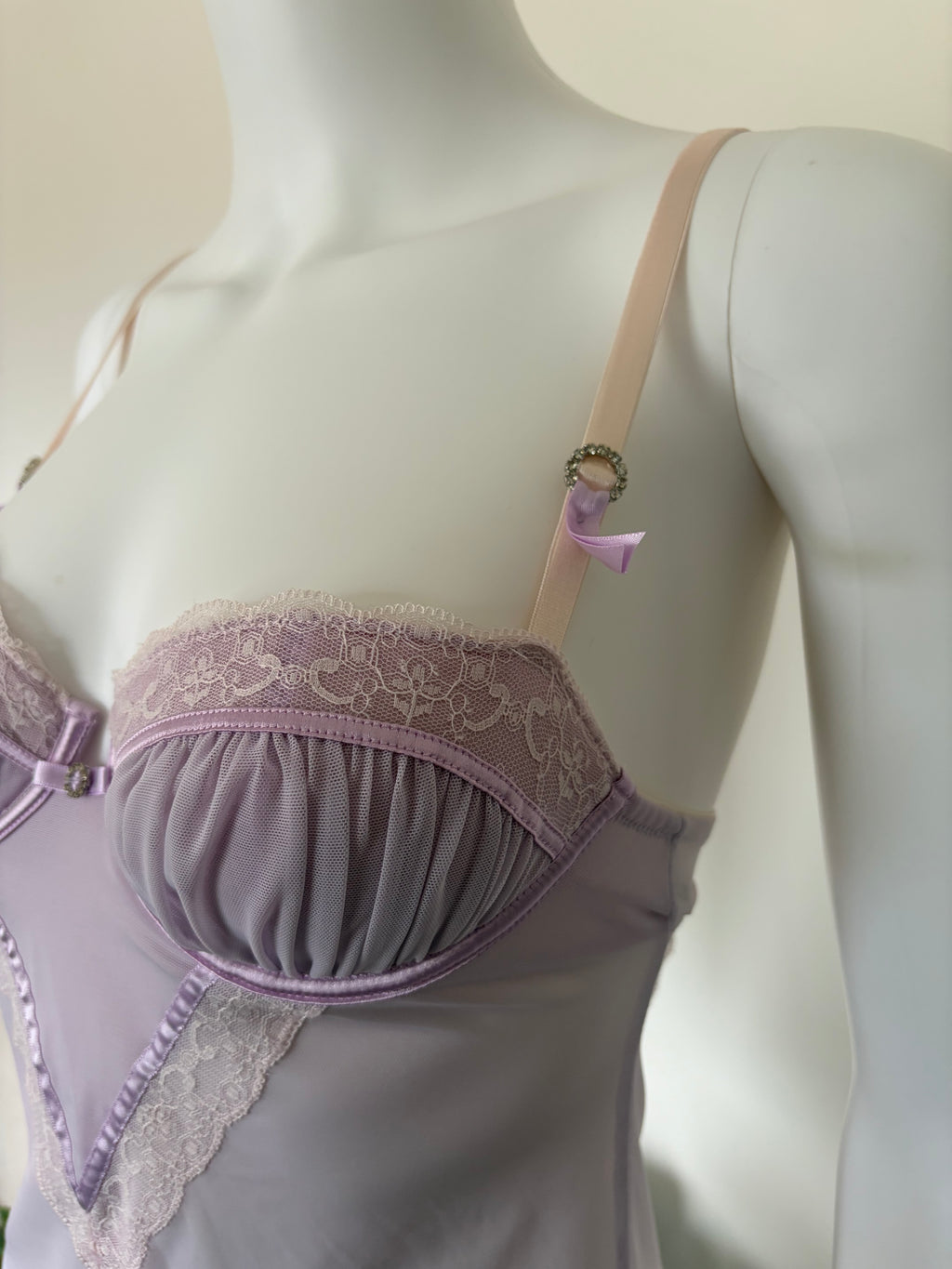 Vintage 2000s Lilac Lace Babydoll with Diamantés