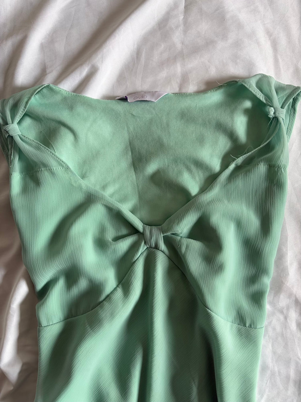 Vintage Y2K Turquoise Knot Bust Lettuce Hem Top