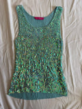 Vintage Y2K Turquoise Crochet Sequin Tank Top