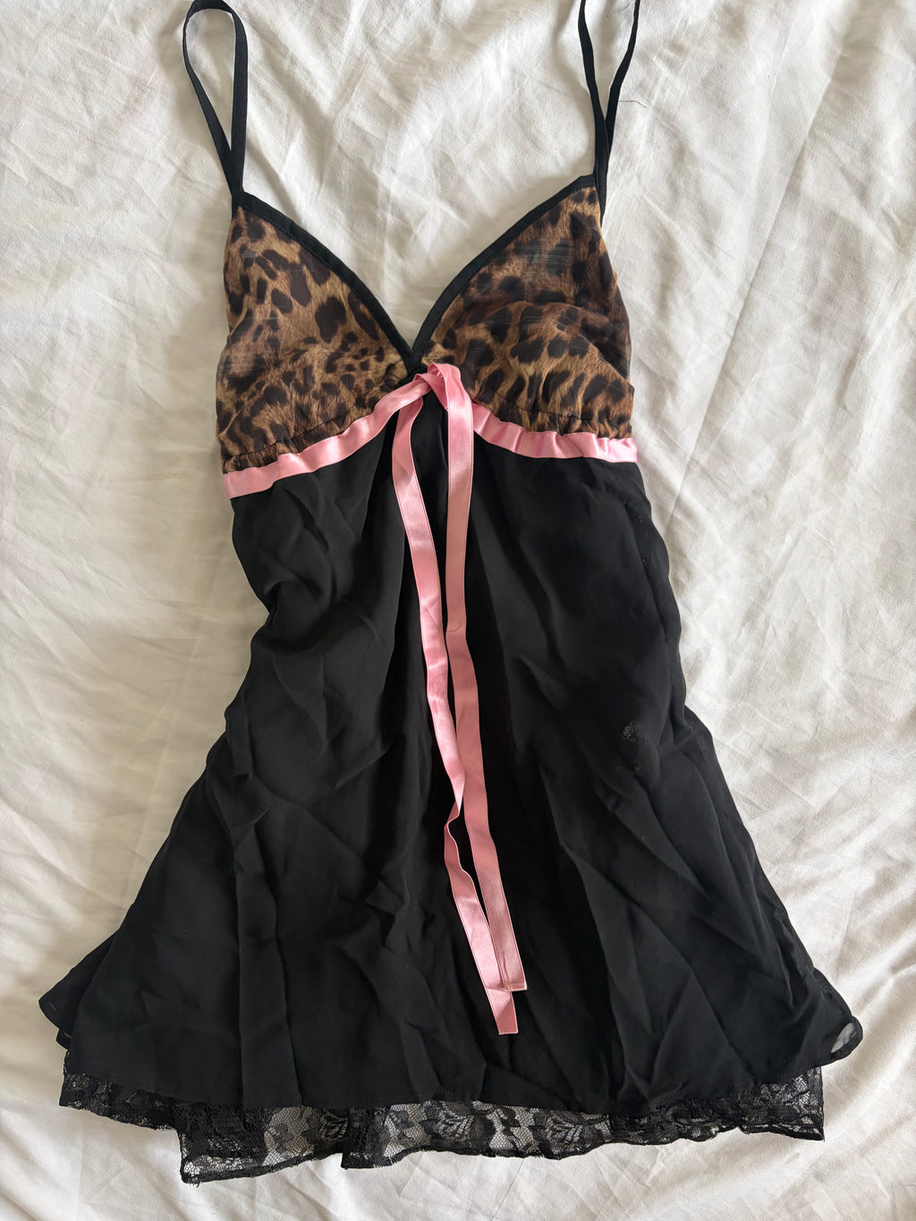 Vintage 1990s Black Babydoll with Leopard Cups