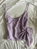 Vintage Y2K Lilac Cami with Side Ruching and Asymmetrical Hem