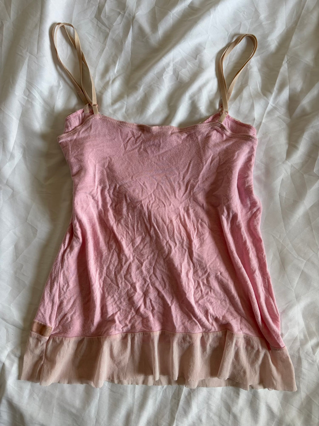 Vintage Y2K Baby Pink Cami with Holographic Sequins