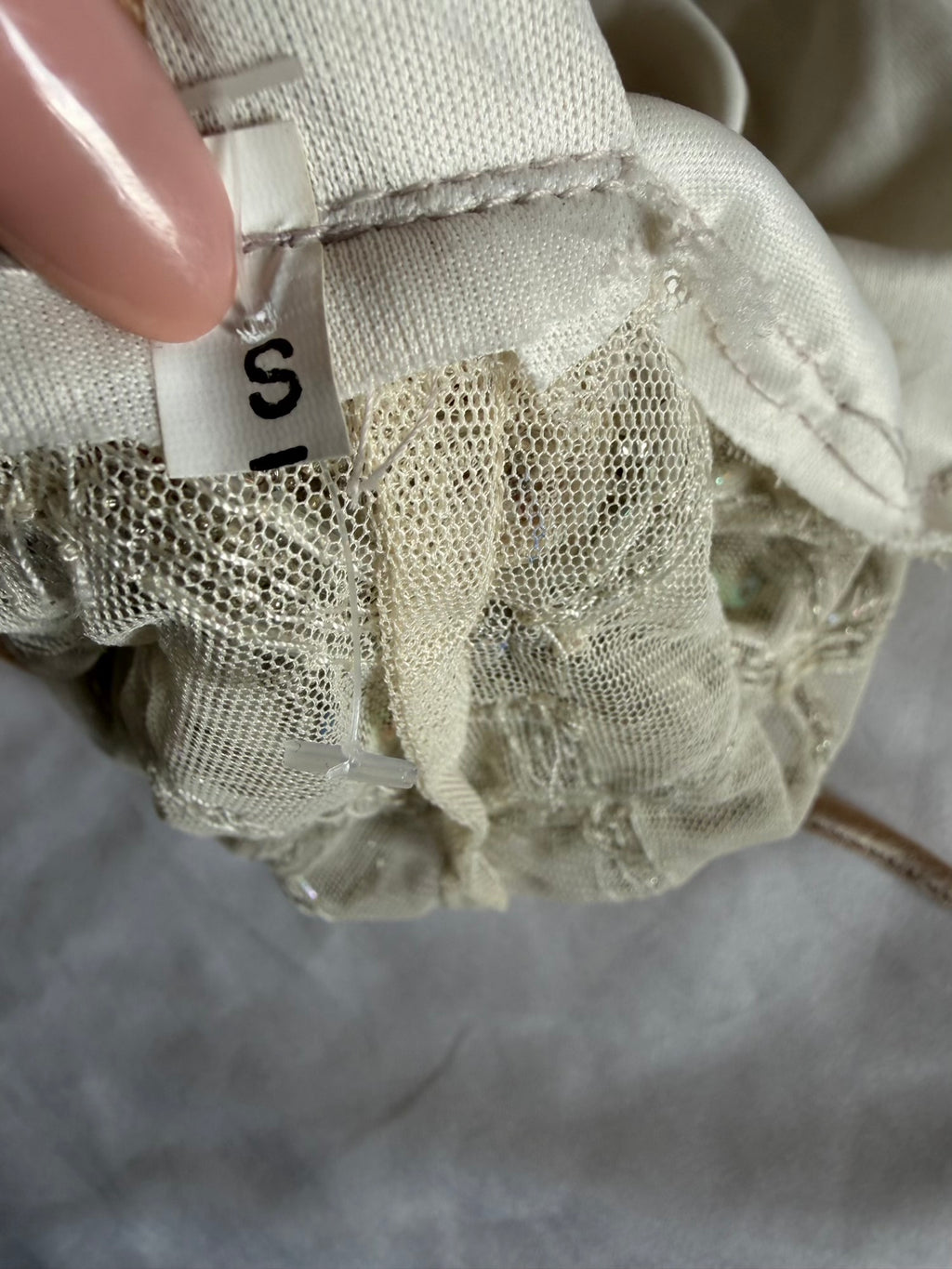 Handmade Backless Cream Cami with Beads and Iridescent Sequins