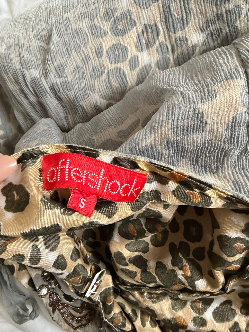 Vintage Aftershock Silk Leopard Bejewelled Halterneck Dress