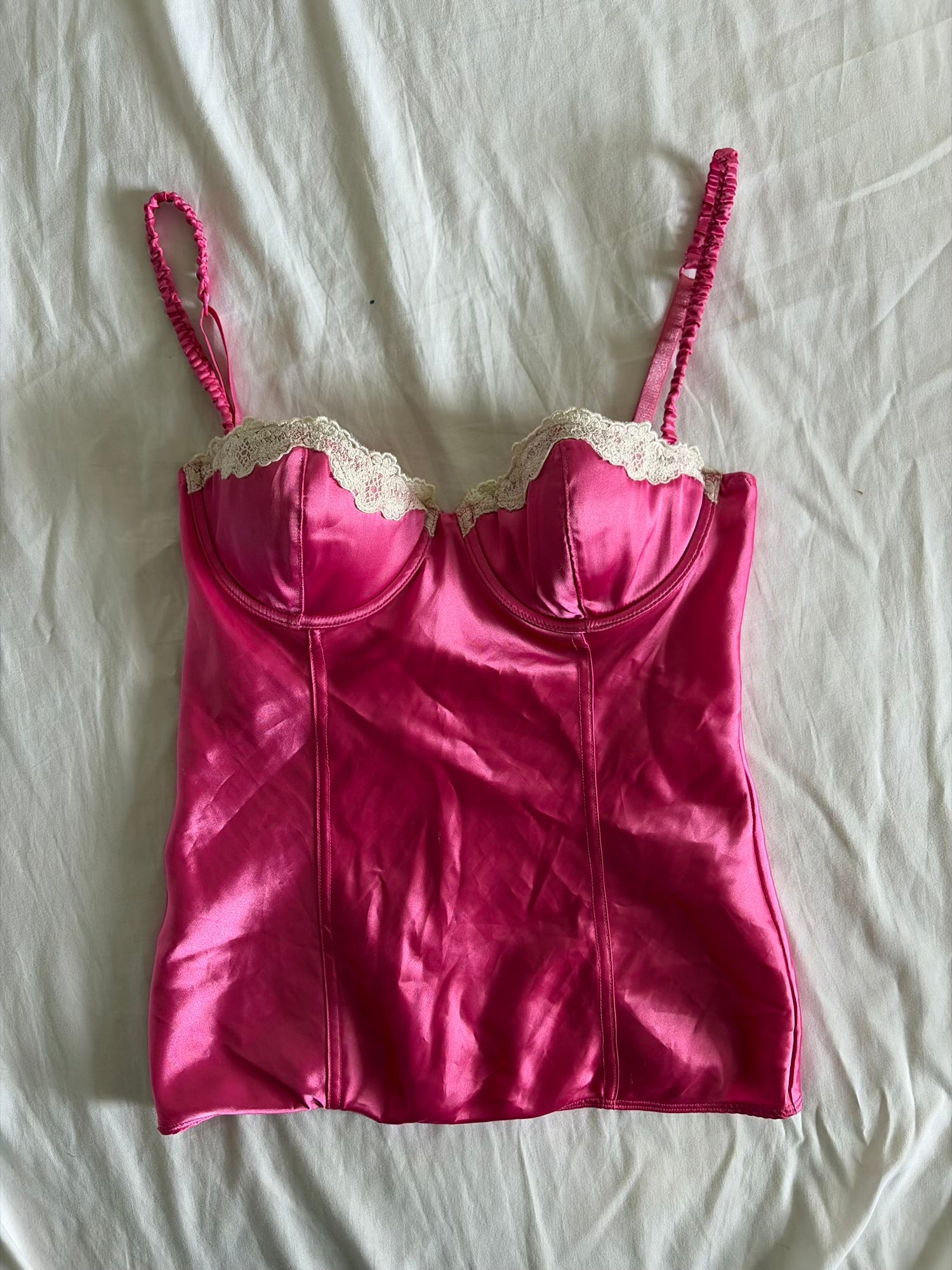 Vintage 1990s Italian Bubble Gum Pink Satin Cami