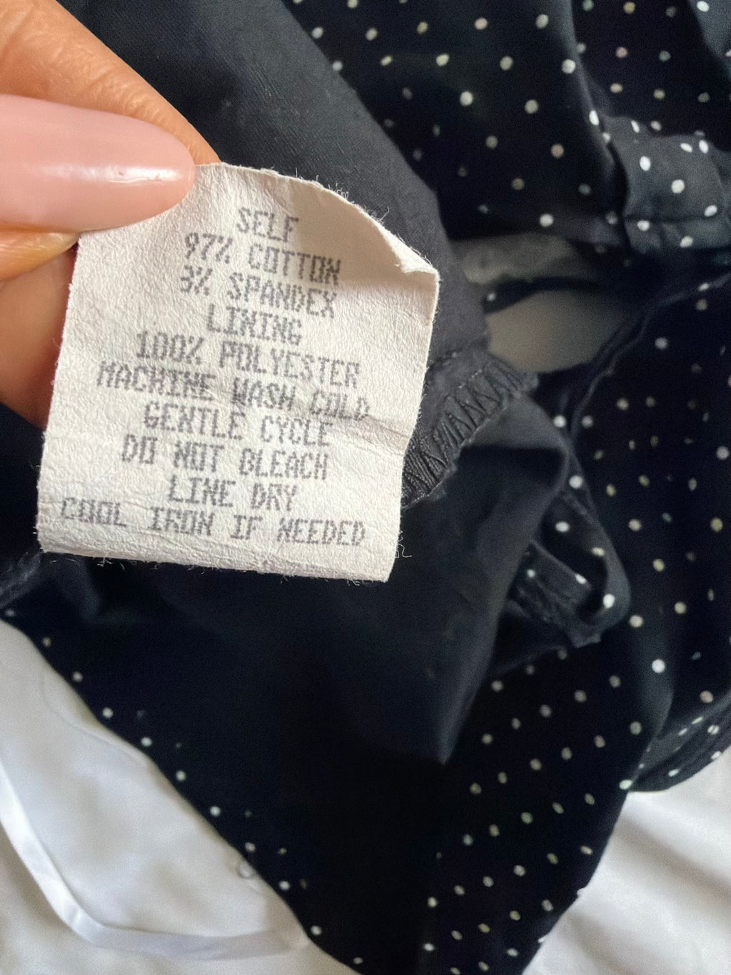Vintage 1990s Black Polka Dot Cotton Cami with White Lace Up Detail