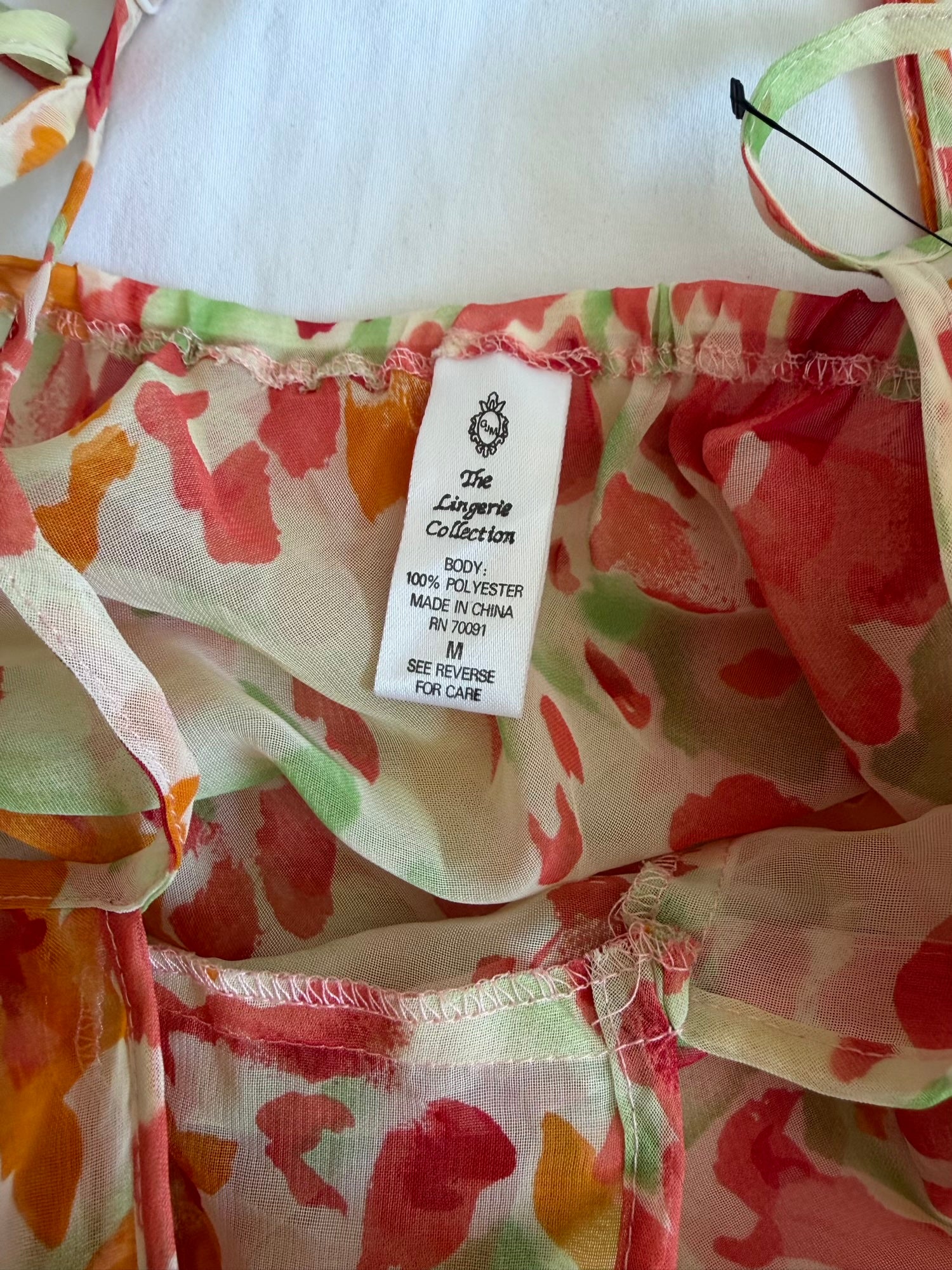 Vintage 1990s orange romantic floral floaty sheer ultra mini dress