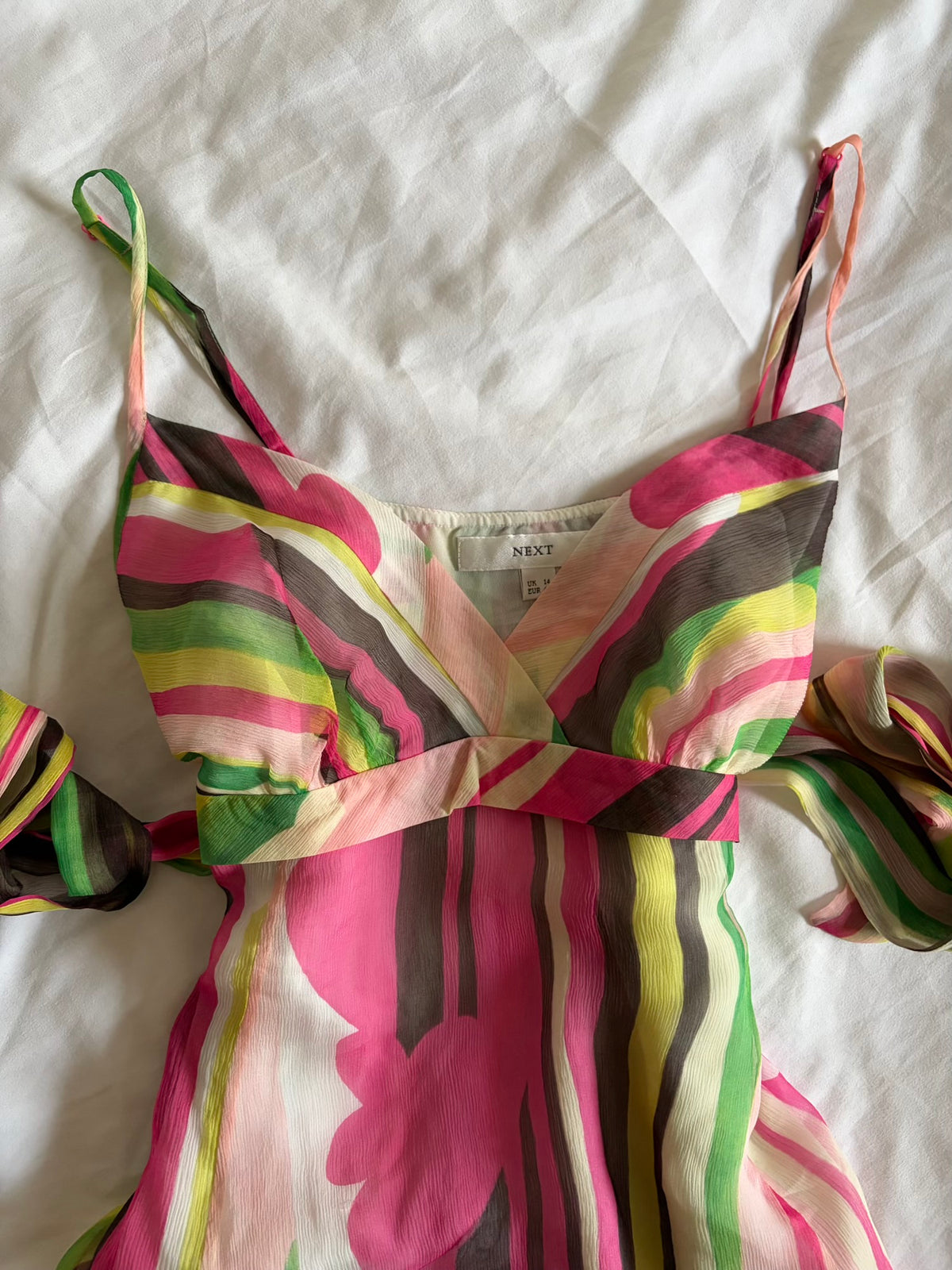 Vintage 2000s Silk Candy Stripe Tie Back Cami with Handkerchief Hem