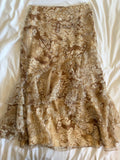 Vintage 1990s archival style champagne and brown ruffle asymmetrical hem fairy skirt