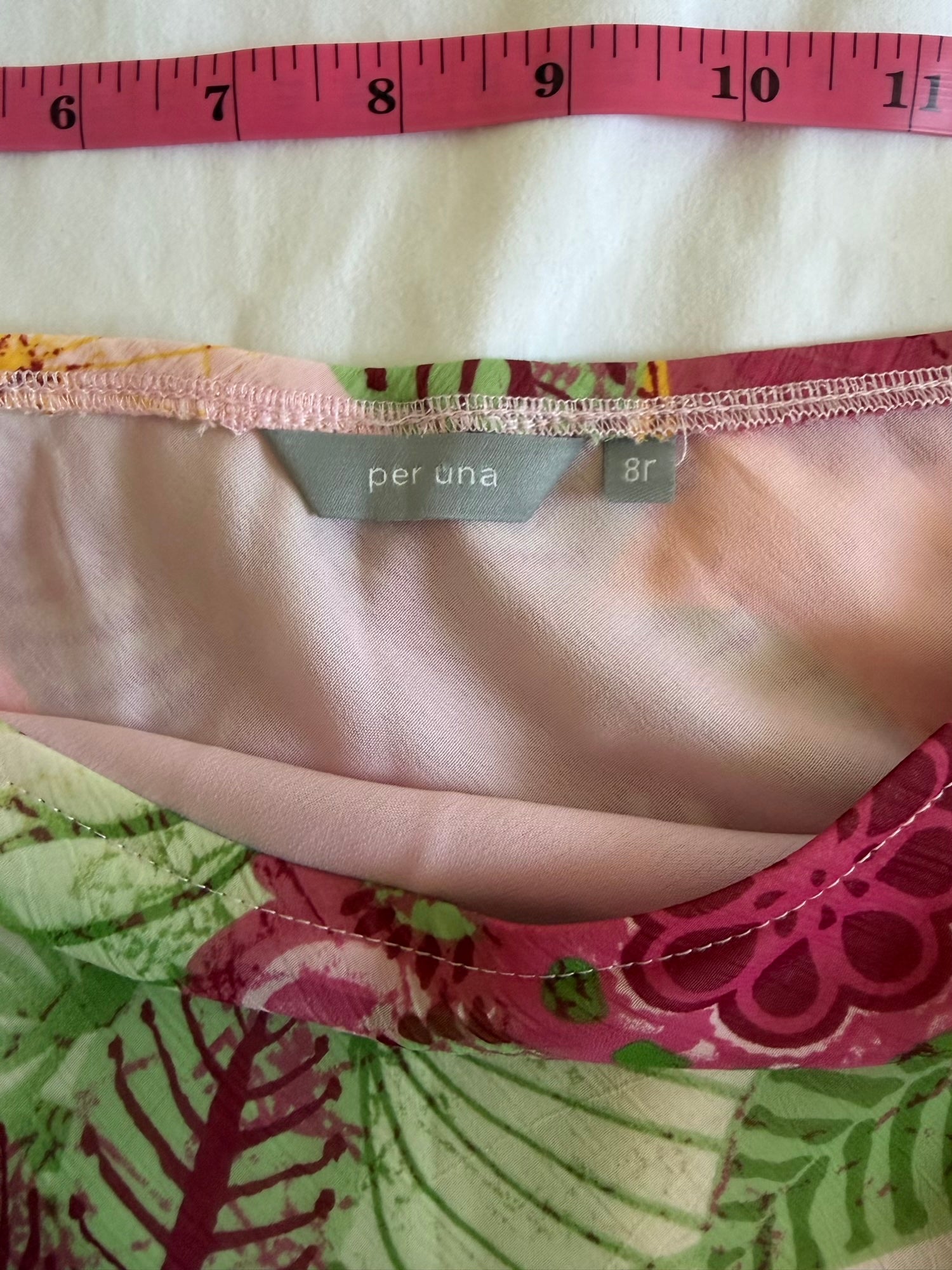 Vintage Y2K floral green and pink mermaid hem midi skirt