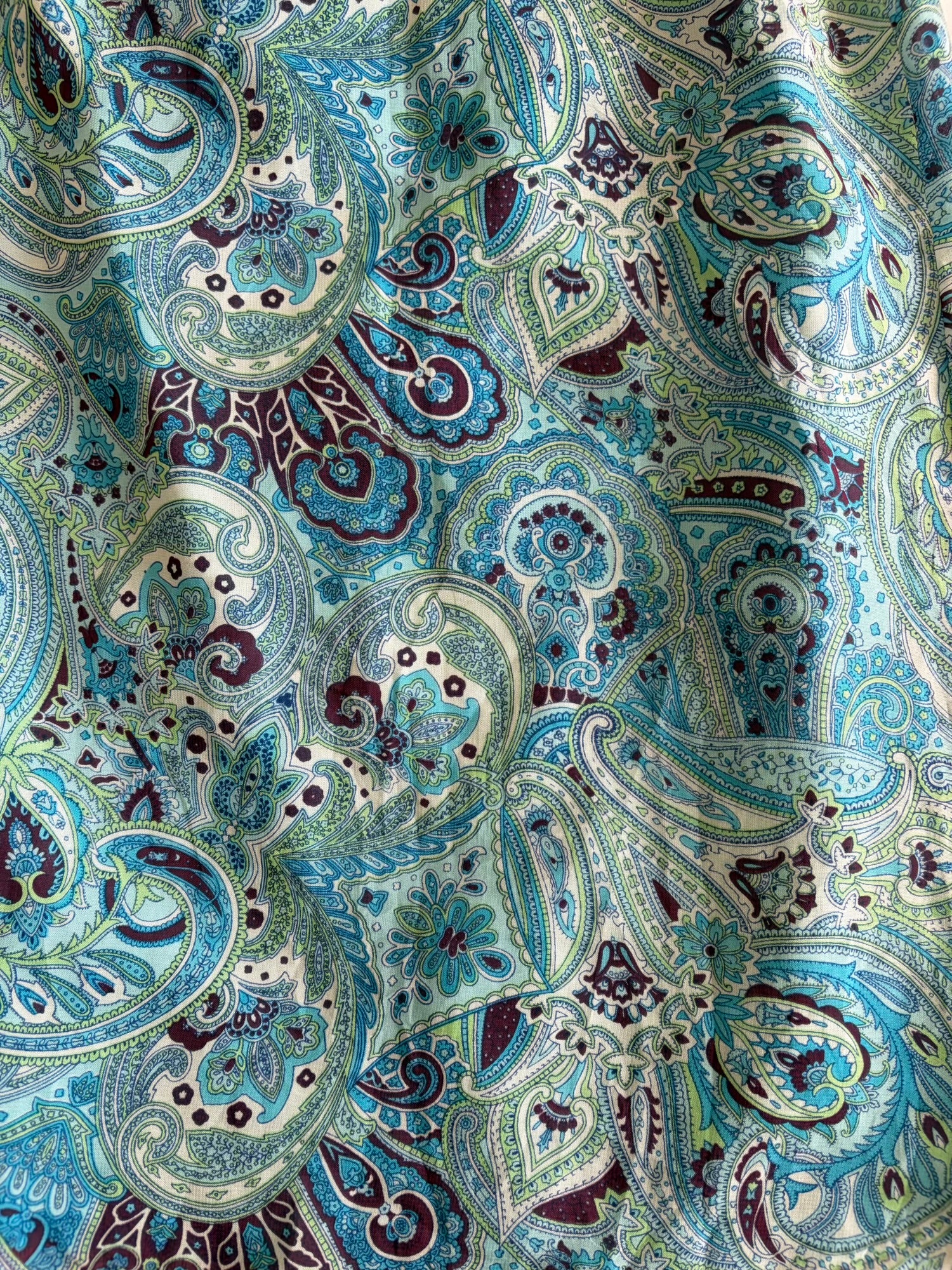 Vintage Y2K Blue and Green Paisley Midi Skirt
