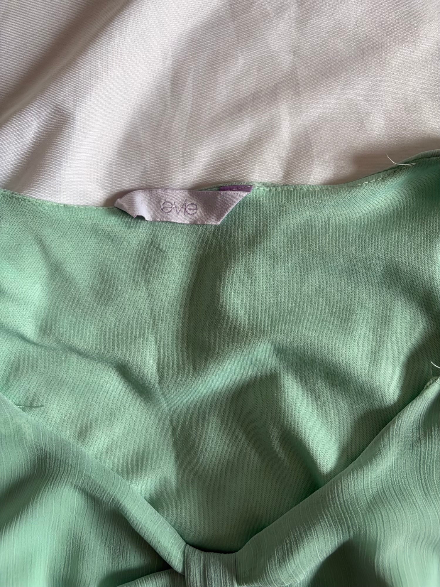 Vintage Y2K Turquoise Knot Bust Lettuce Hem Top