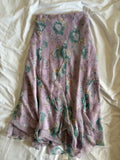 Vintage Y2K Pastel Lilac Floral Maxi Skirt with Fairy Hem