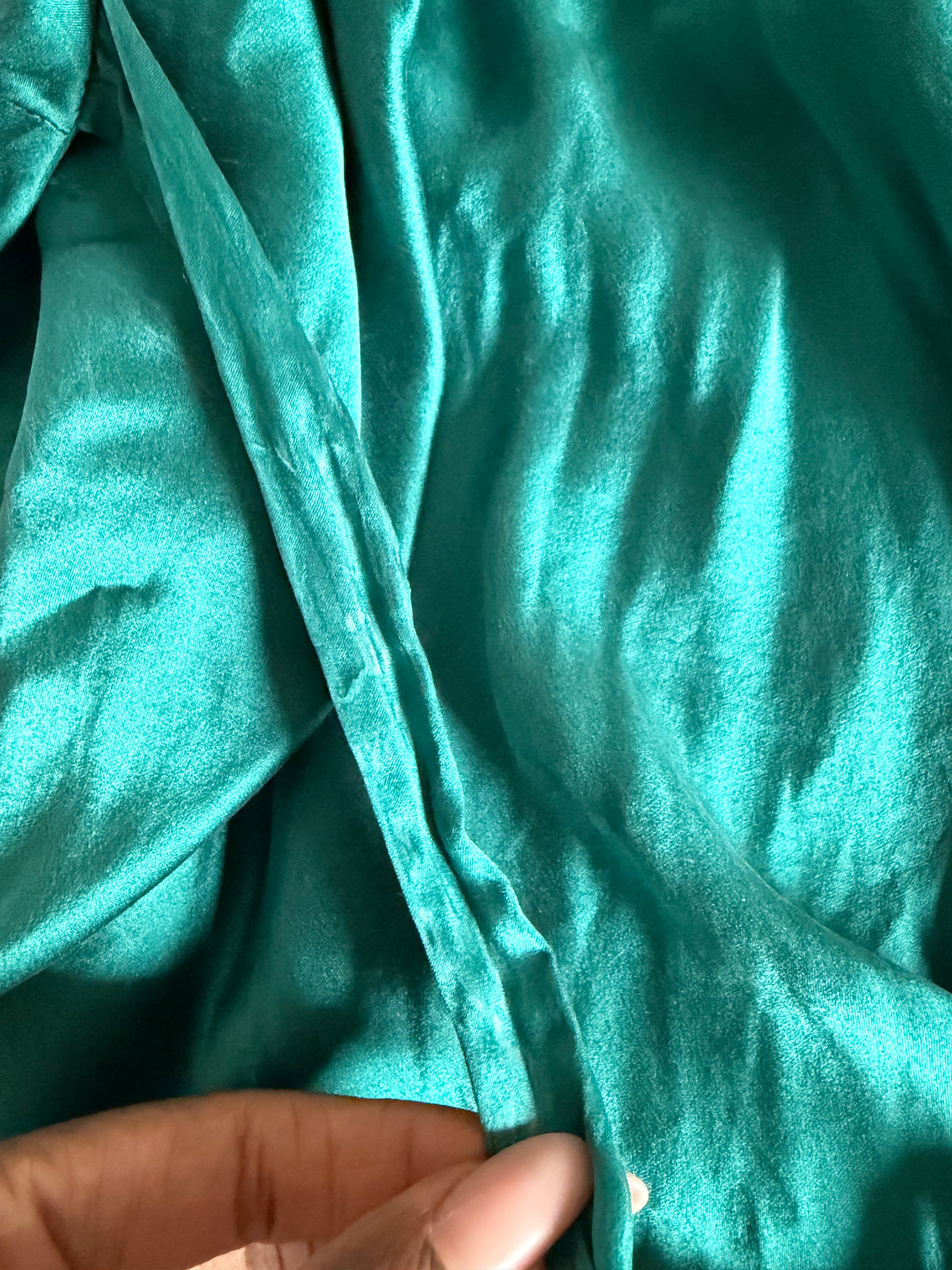 Vintage 1990s Oasis Silk Teal Beaded Mini Slip Dress