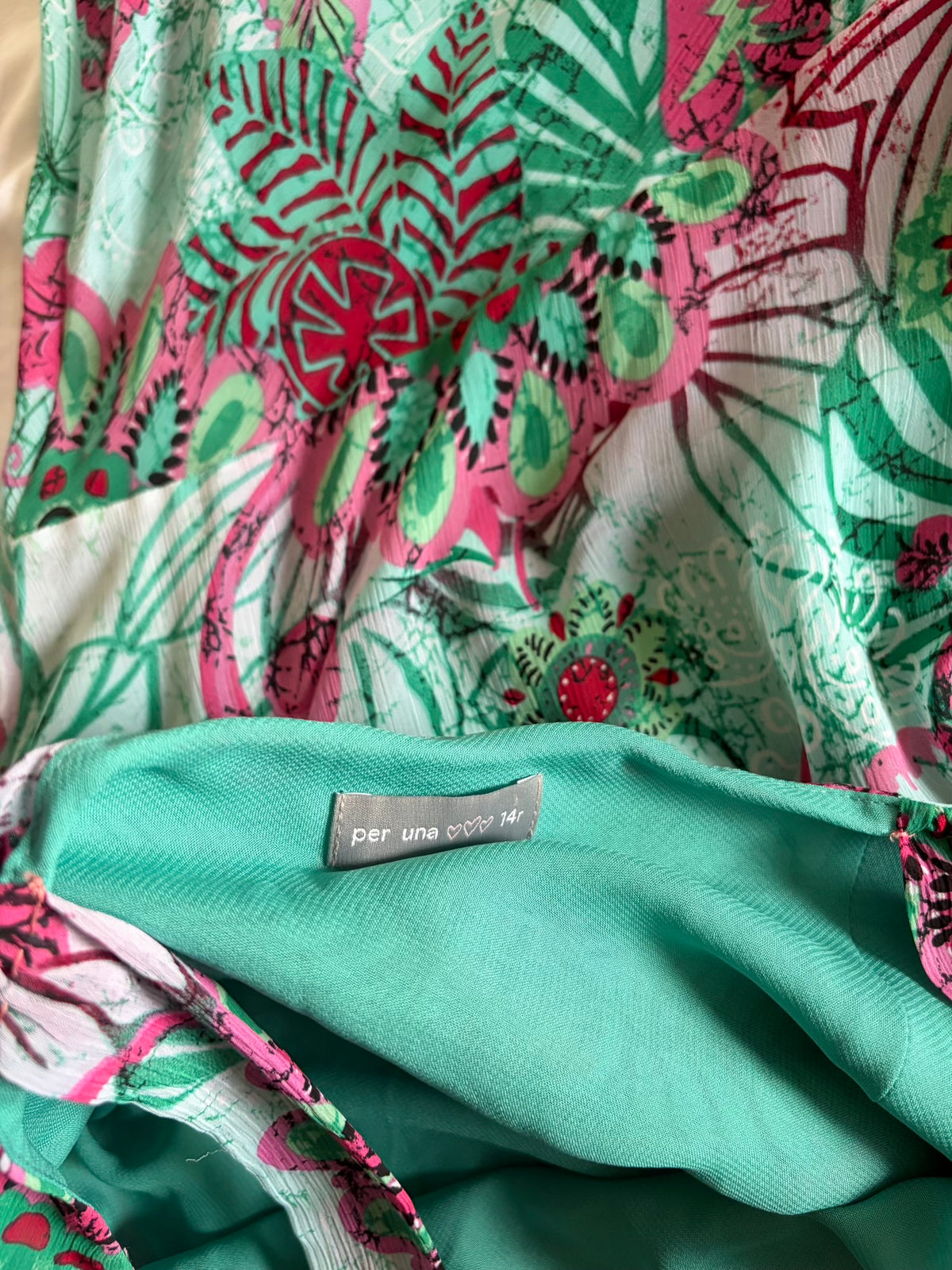 Vintage Y2K Green and Pink Floral Floaty Midi Dress
