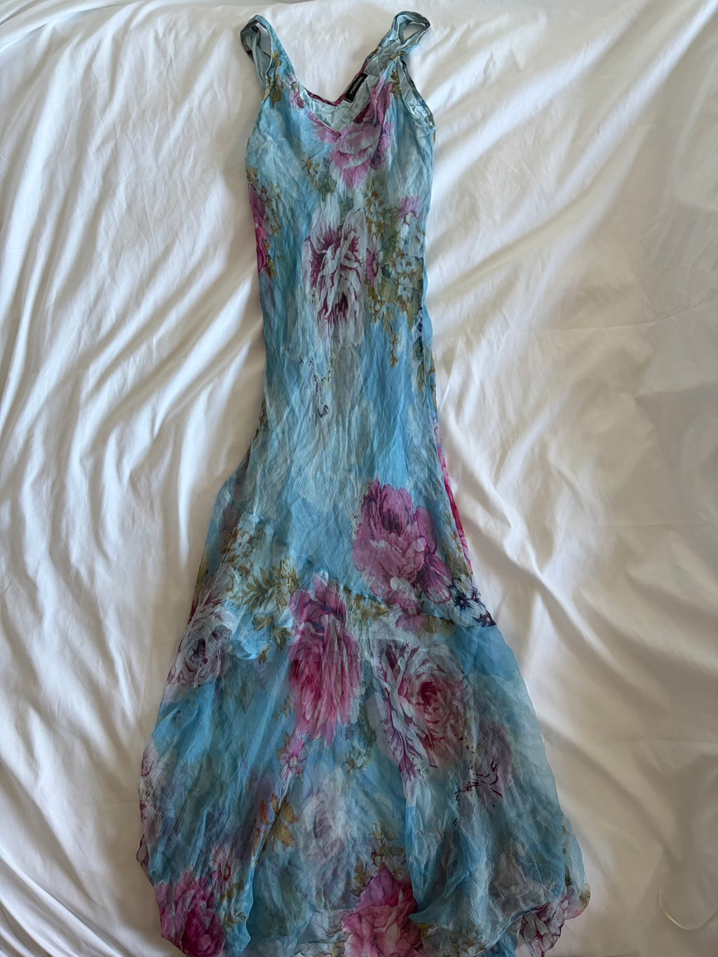 Vintage Y2K Italian blue floral maxi fairy floaty dress