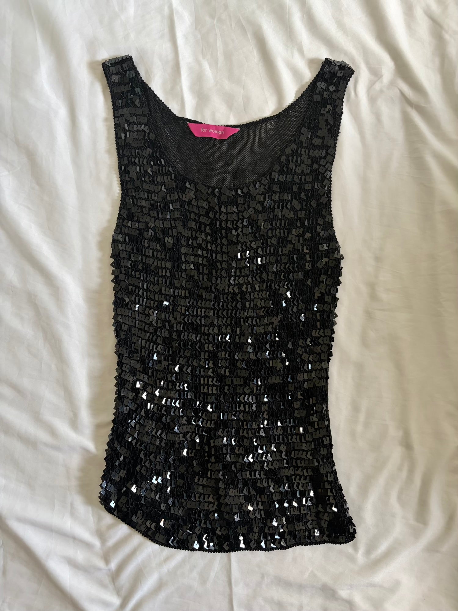Vintage Y2K Black Crochet Sequin Tank