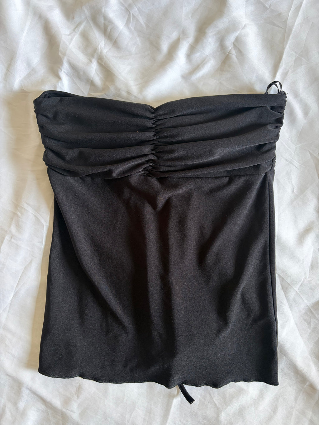 Vintage 1990s Black Ruched Bust Bandeau Halterneck Cami