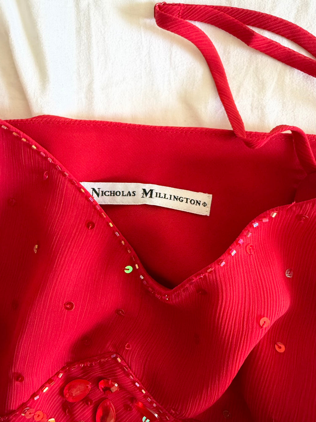 Vintage Y2K Sequin and Beaded Red Floaty Cami
