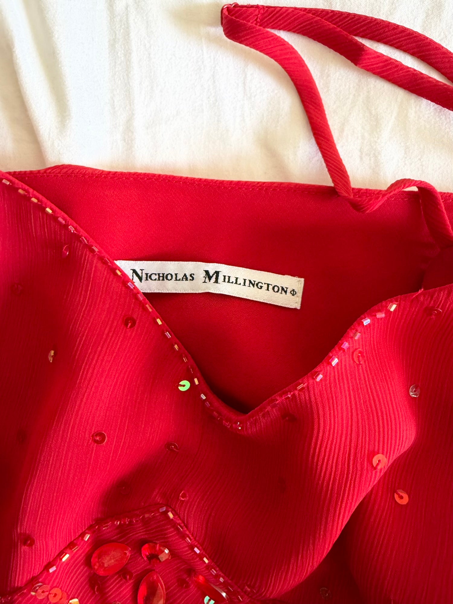 Vintage Y2K Sequin and Beaded Red Floaty Cami