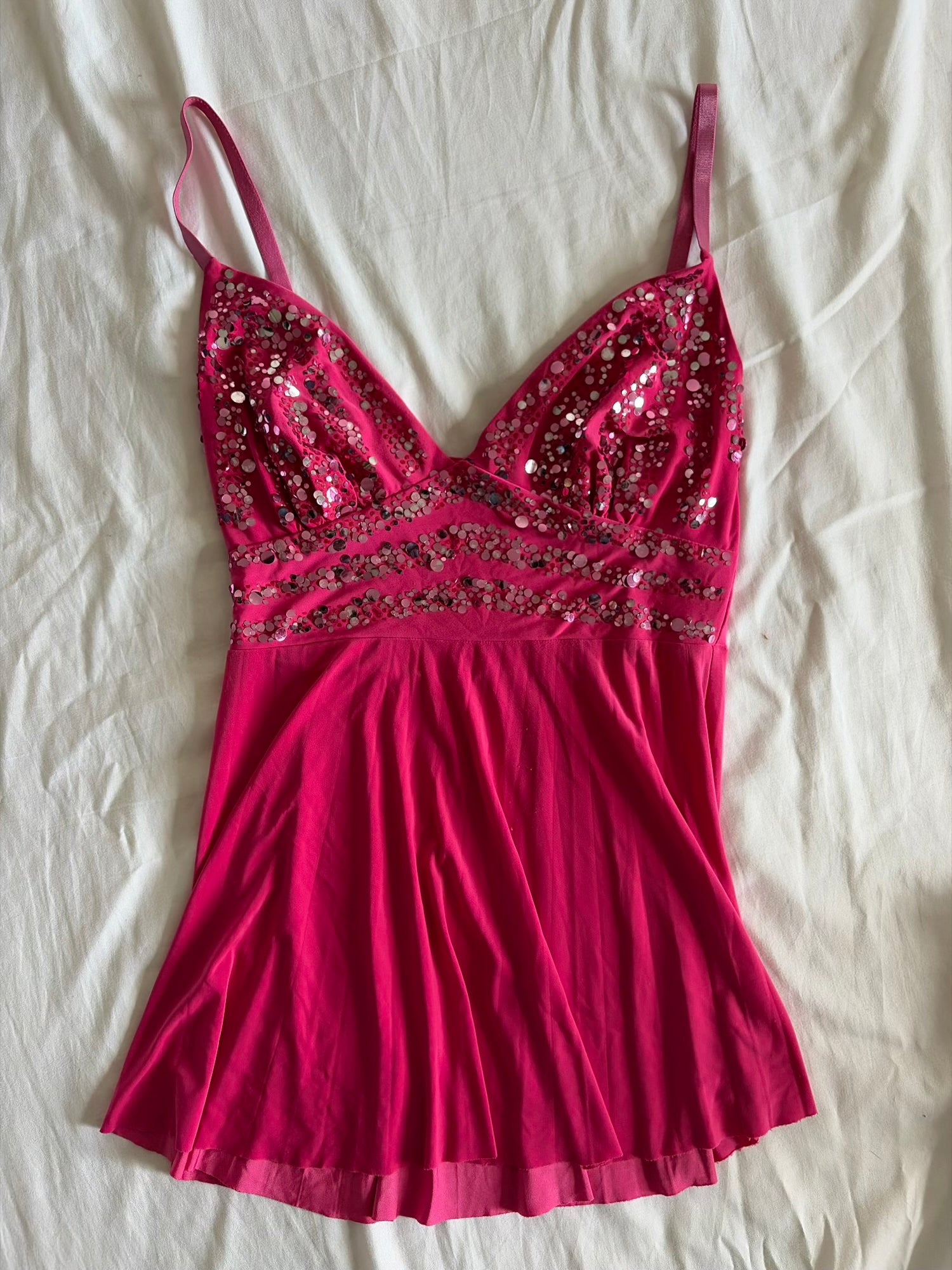 Vintage Y2K Hot Pink Cami with Sparkly Upper Detailing