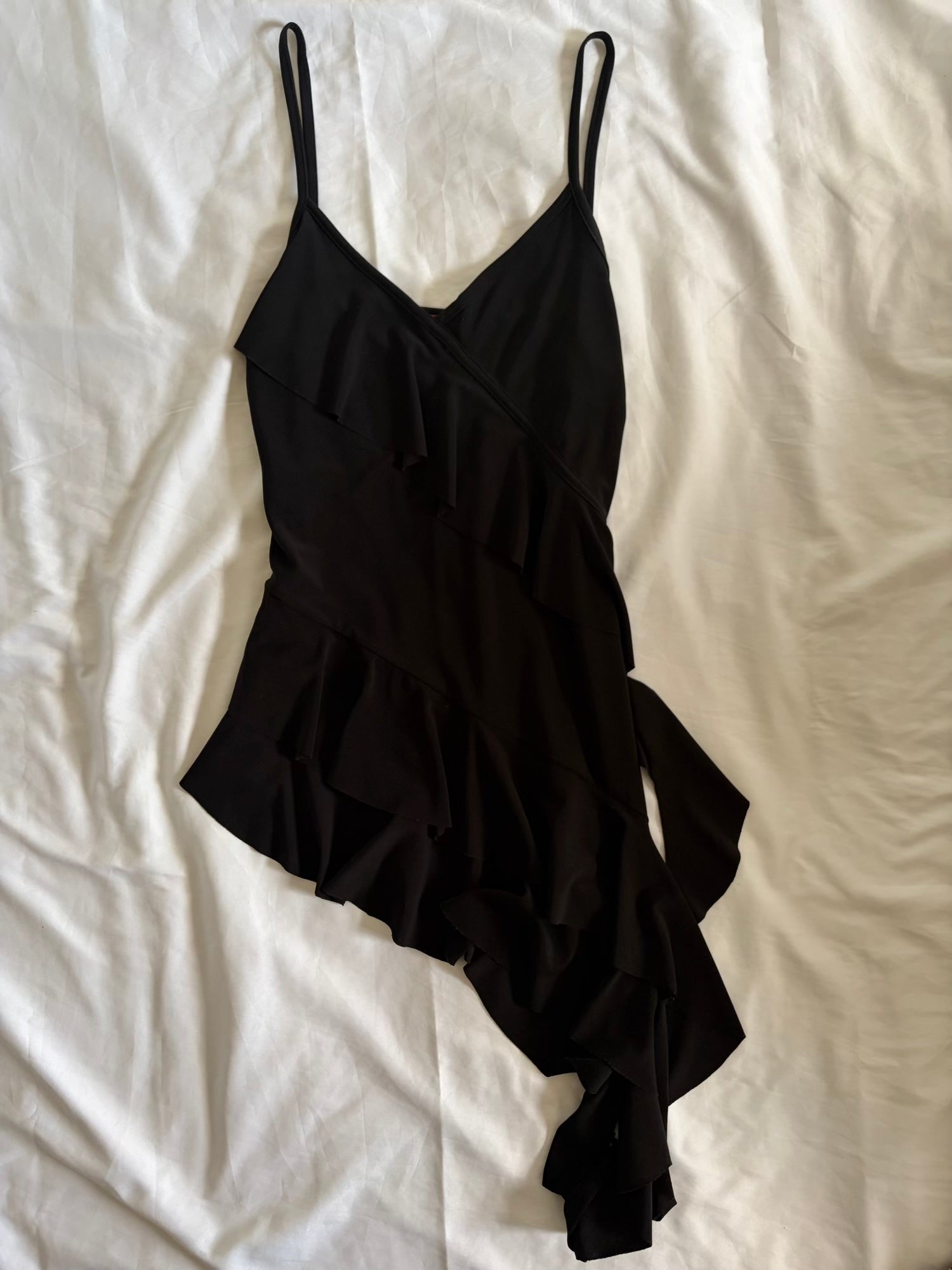 Vintage 1990s Black Dark Fairy Cami with Long Asymmetrical Hem