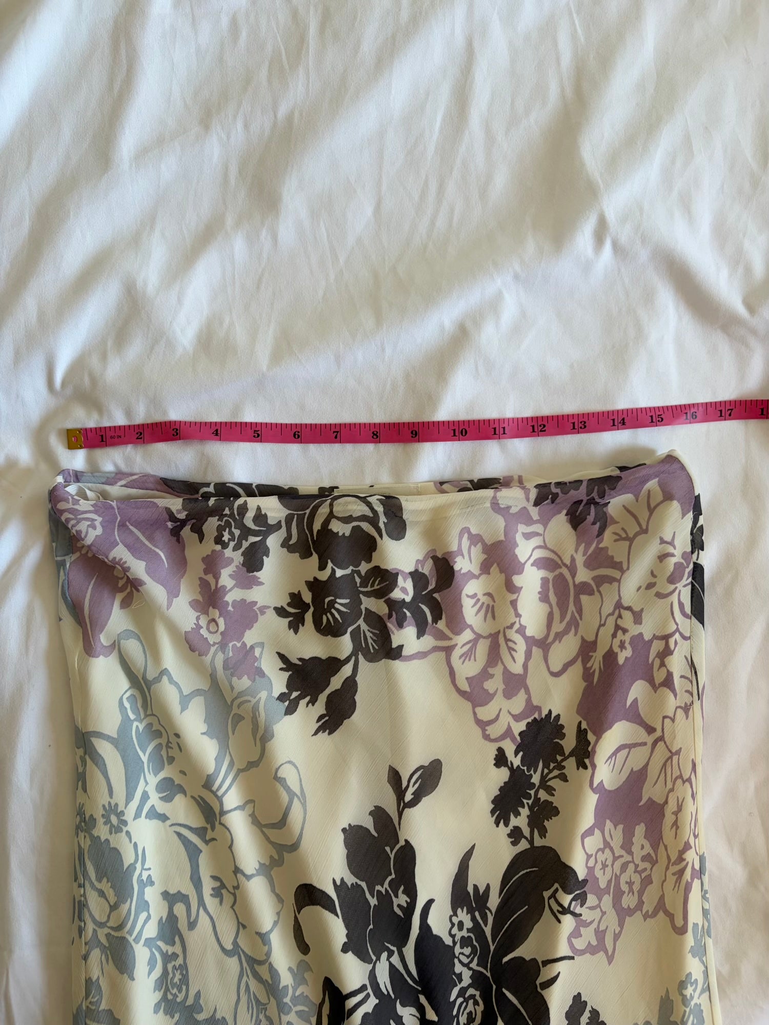 Vintage Y2K cream blue and purple floral floaty midi skirt