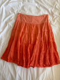 Vintage Y2K sunset orange cotton midi tiered skirt with sequin hem