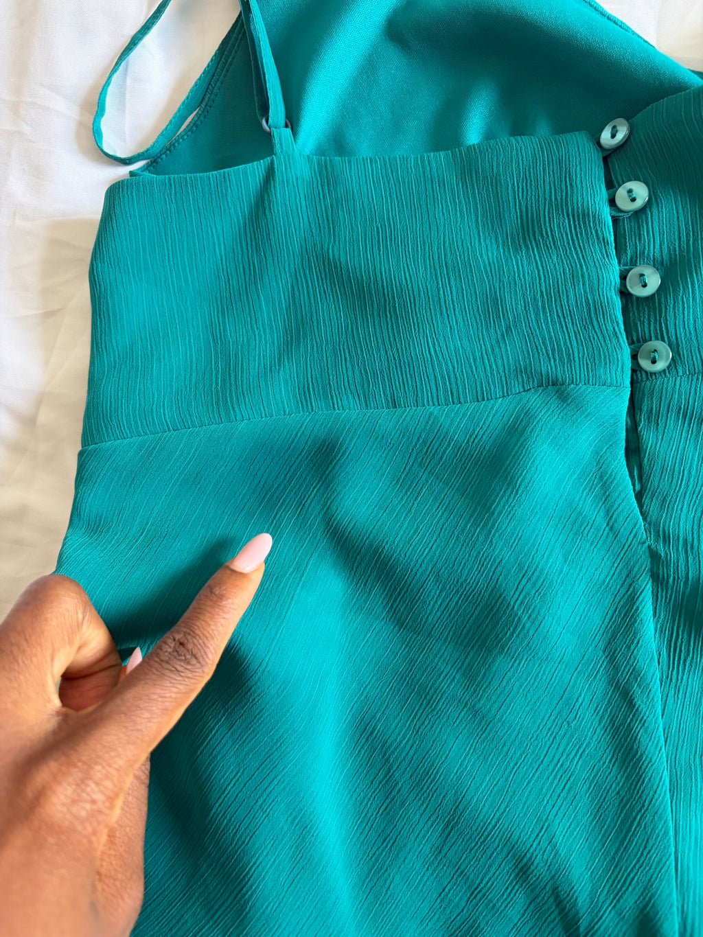 Vintage Y2K Teal Cami with Embellished Underbust Detail with Beads and Sequins