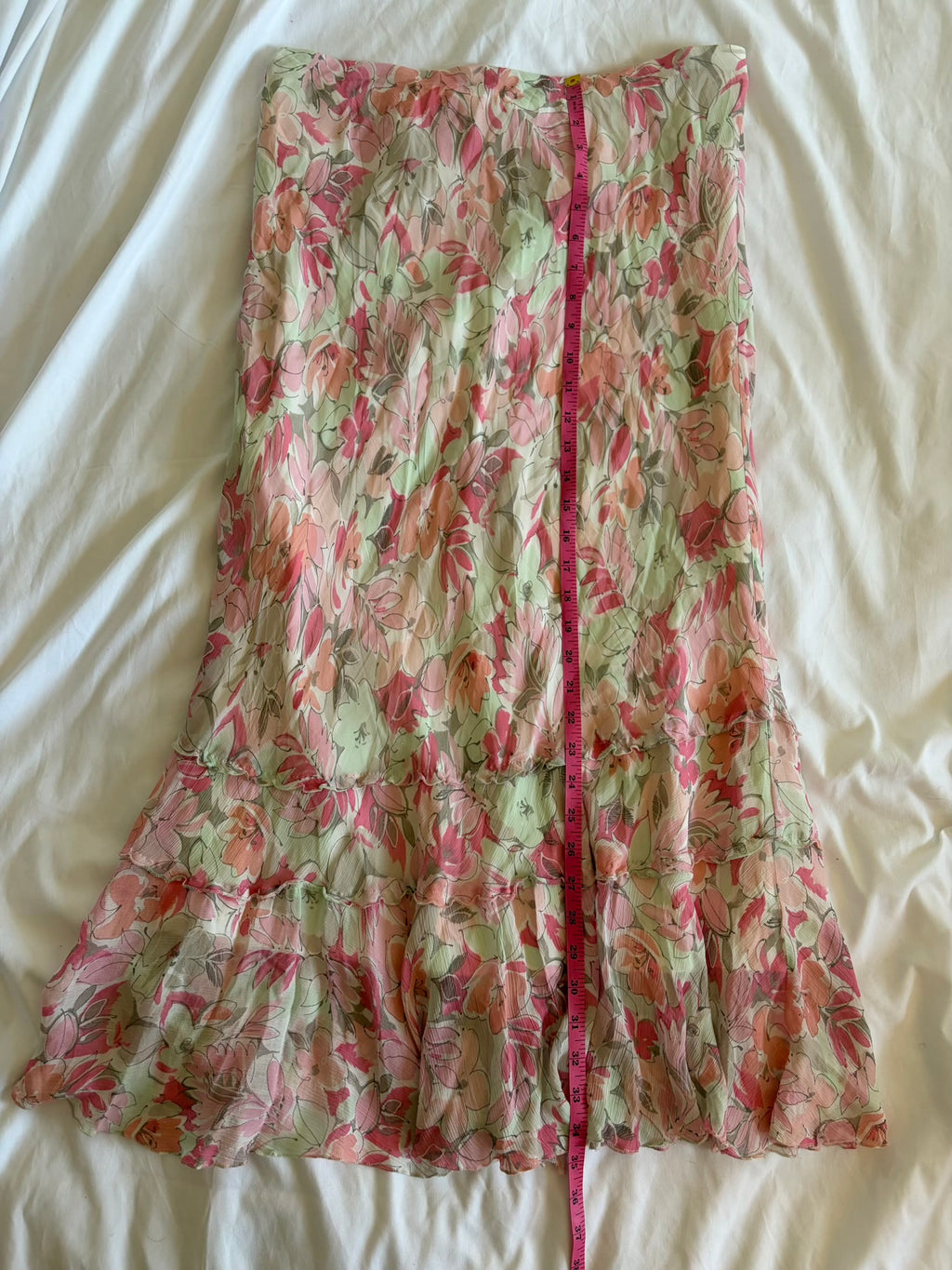 Vintage Y2K pastel floral maxi skirt with floaty hem