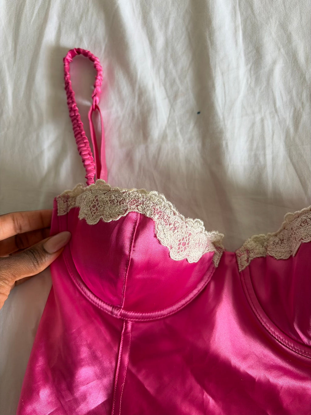 Vintage 1990s Italian Bubble Gum Pink Satin Cami