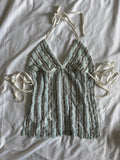 Handmade Backless Blue Cami with Gun Metal Grey and Iridescent Beads and Sequins