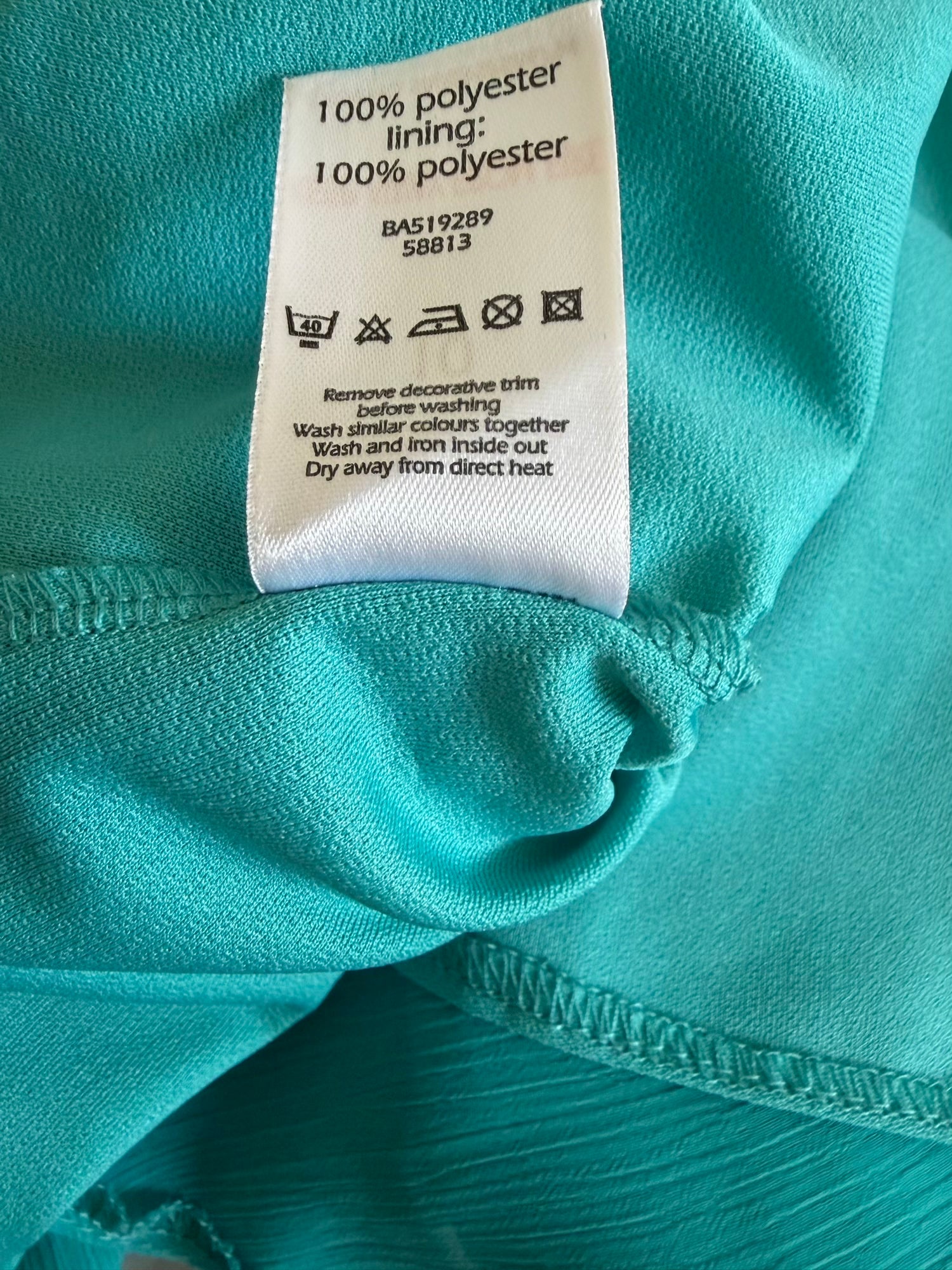Vintage Y2K teal tie back floaty fairy cami with embellished brooch