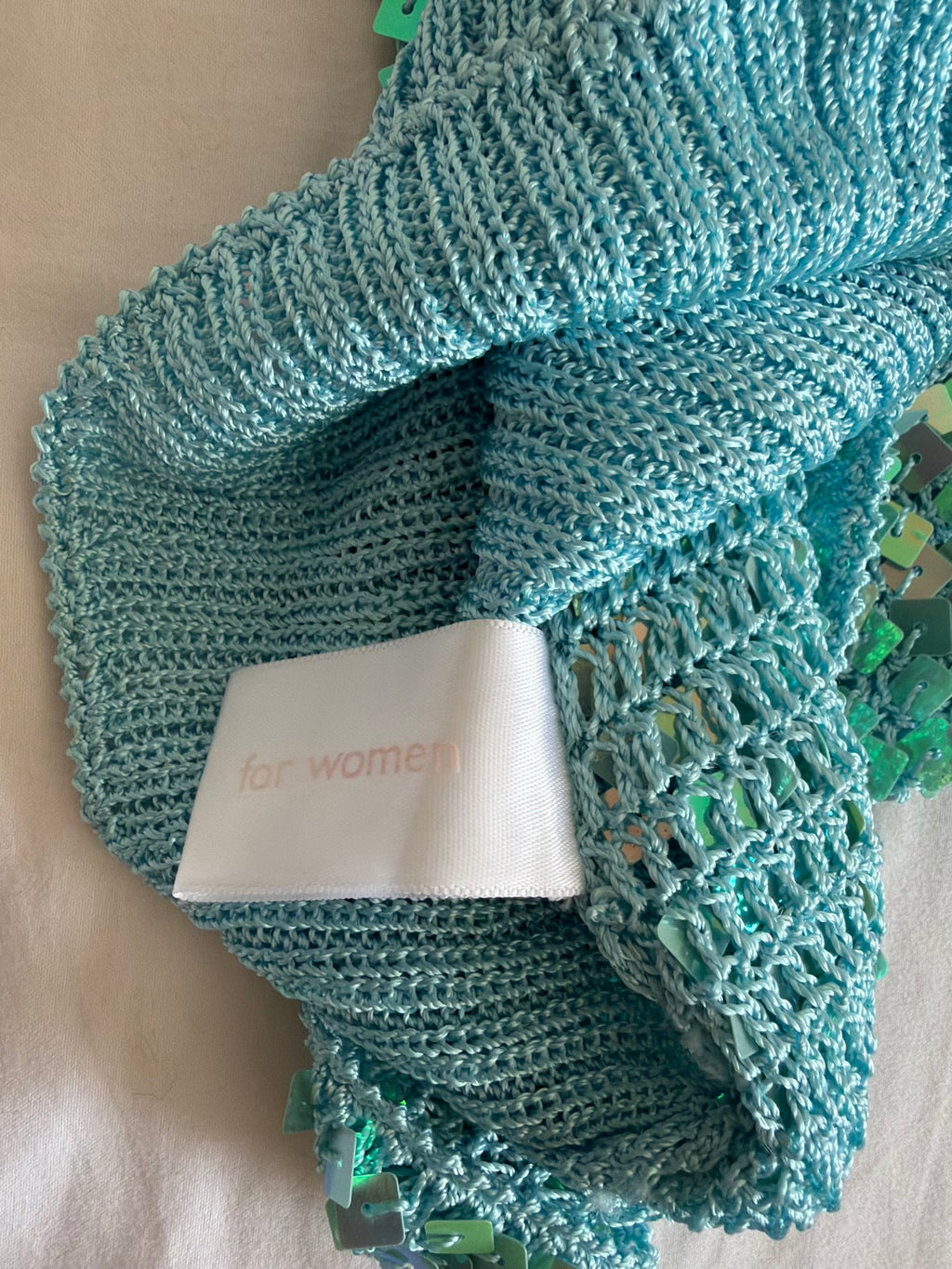 Vintage Y2K Turquoise Crochet Sequin Tank Top