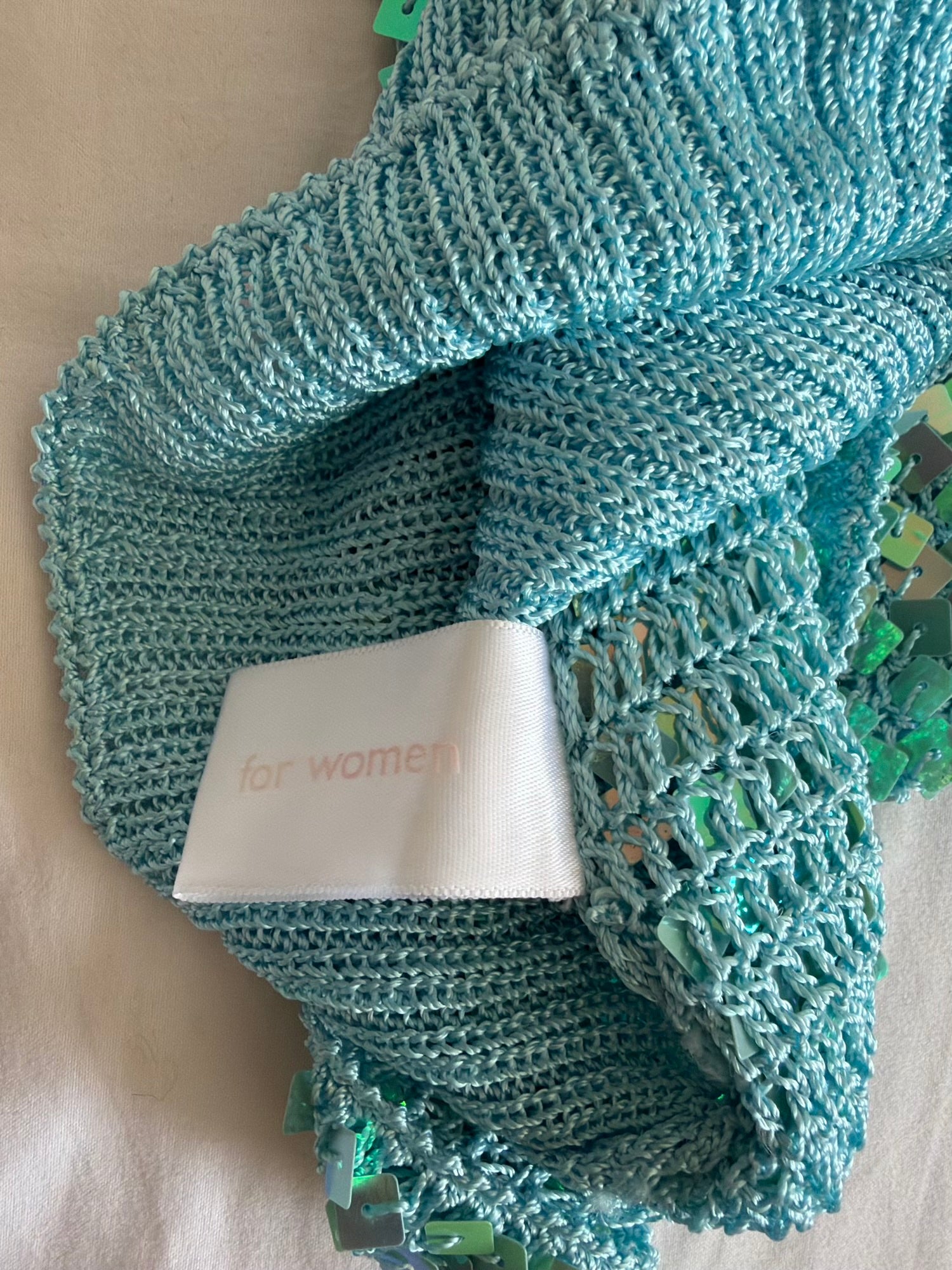 Vintage Y2K Turquoise Crochet Sequin Tank Top