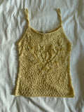 Vintage Y2K cream micromesh cami heavily beaded and sequin