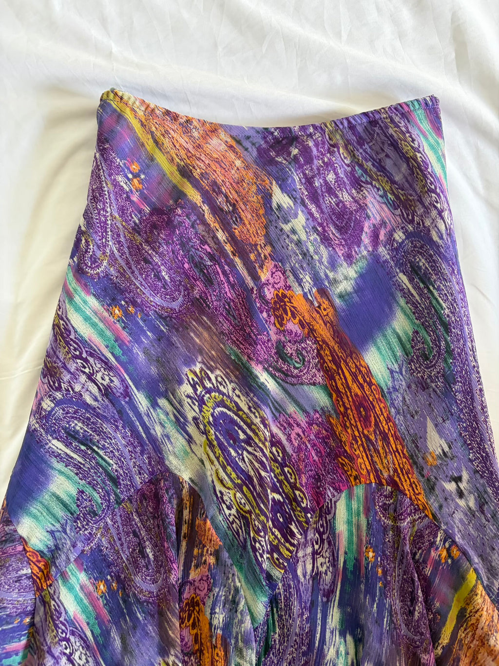 Vintage 1990s Purple Paisley Mermaid Hem Skirt