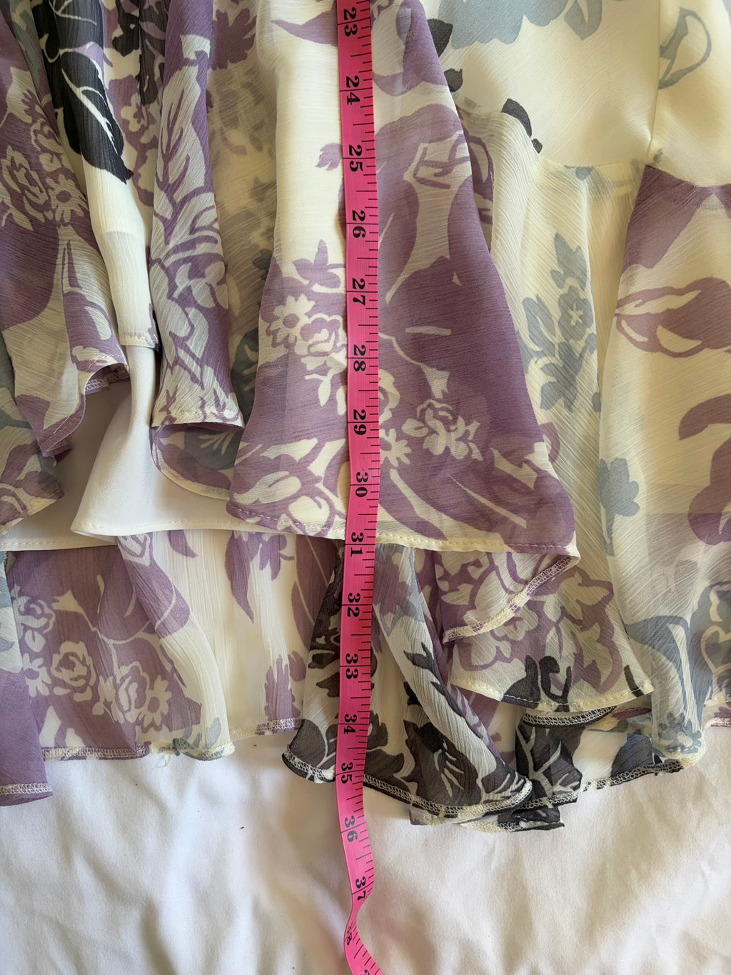 Vintage Y2K cream blue and purple floral floaty midi skirt