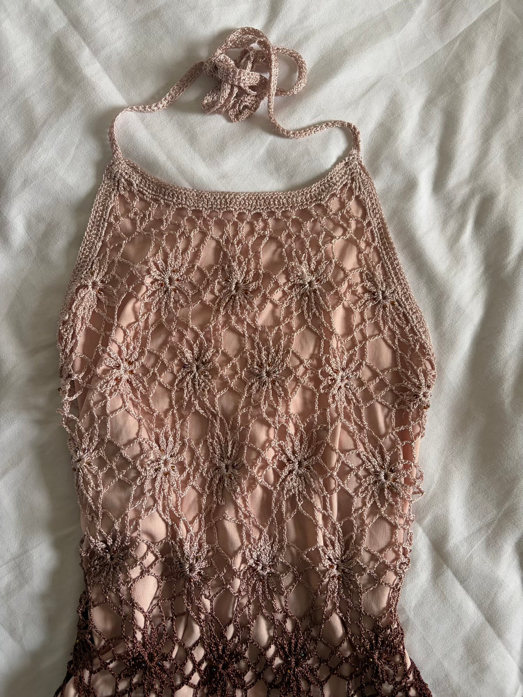 Vintage 2000s Ombré Crochet Halterneck with Beads
