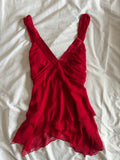 Vintage Y2K Red Handkerchief Hem Fairy Cami