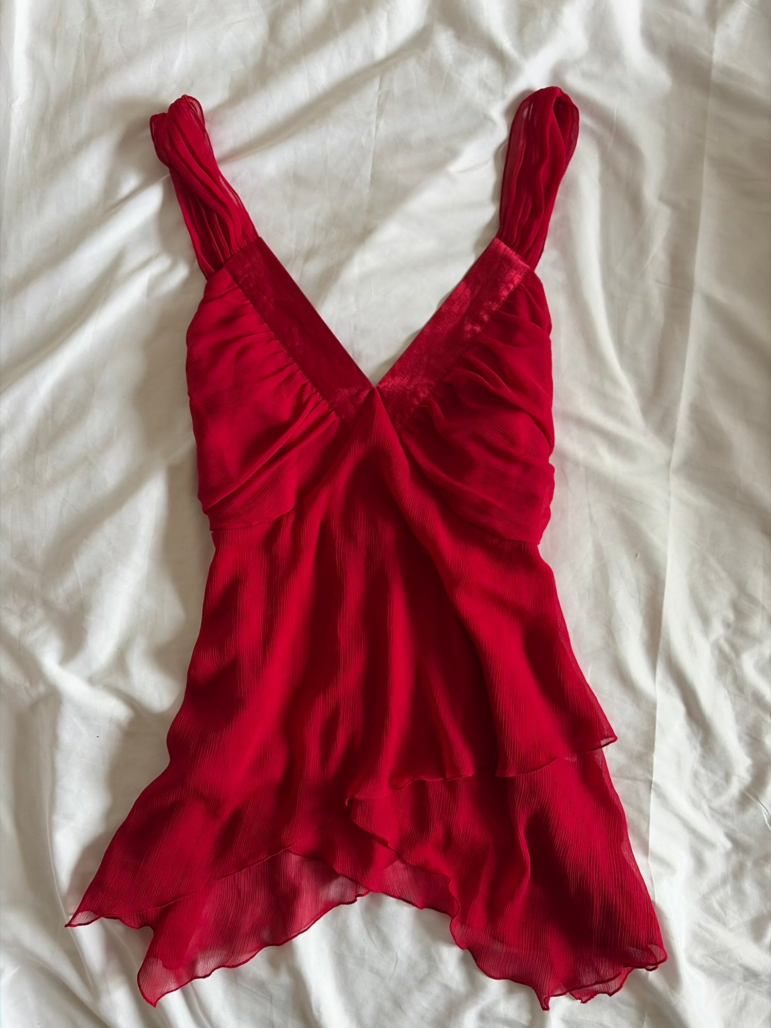 Vintage Y2K Red Handkerchief Hem Fairy Cami